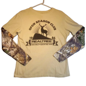 Men's Vintage Realtree Camo Long Sleeve 2-Tone T-Shirt  Size Small